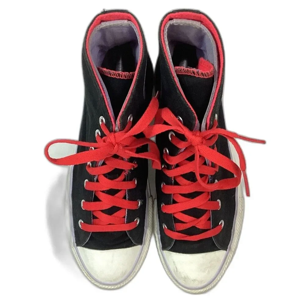 Converse CTAS Double-Tongue Junior's Sz 5 Black & Purple High Tops 642889F